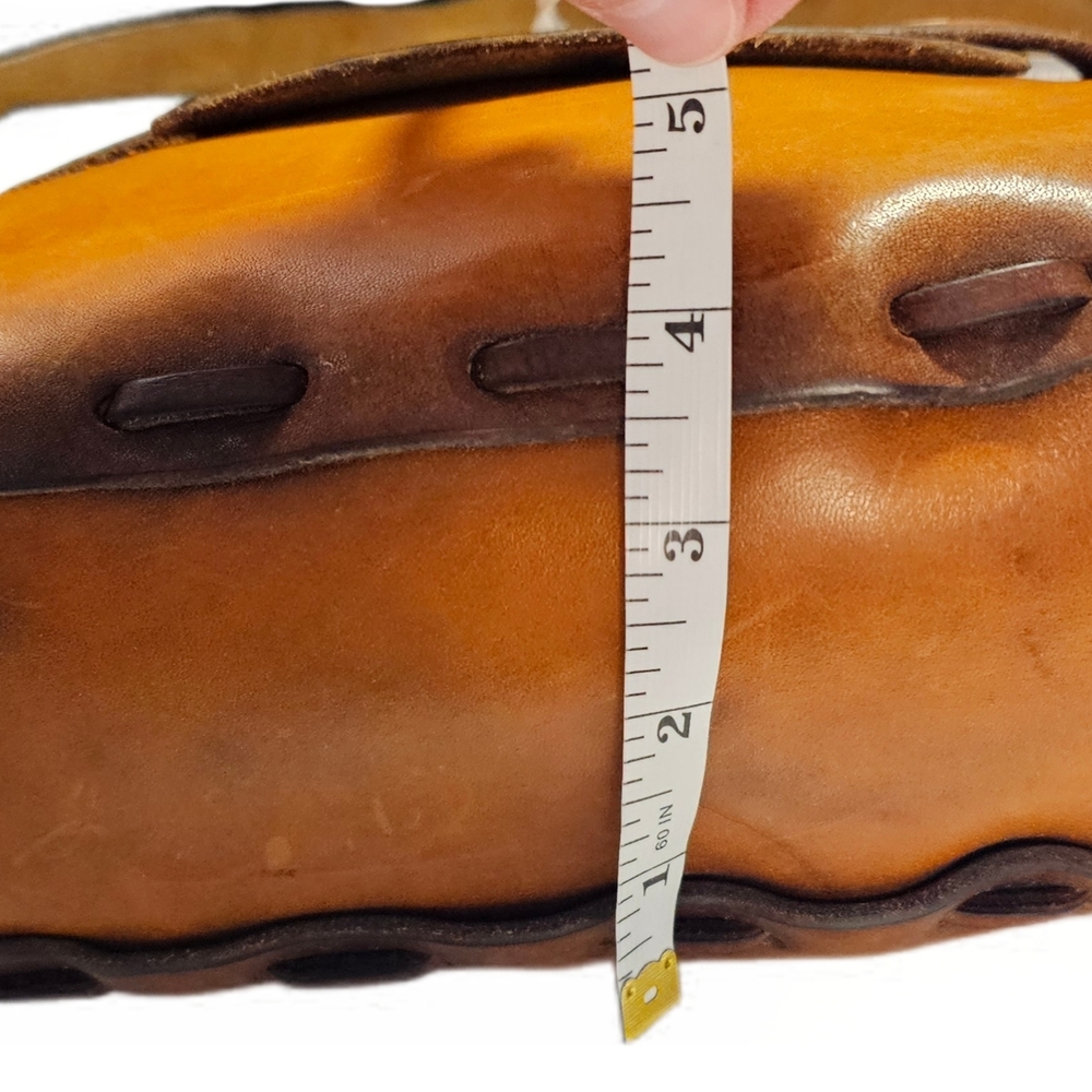 Vintage 70s Floral Boho Hand Painted Leather Pouch Shoulder Saddlebag - Picture 10 of 14